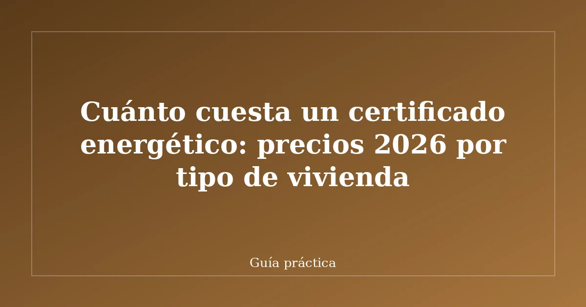 Cuánto cuesta un certificado energético: precios 2026 por tipo de vivienda